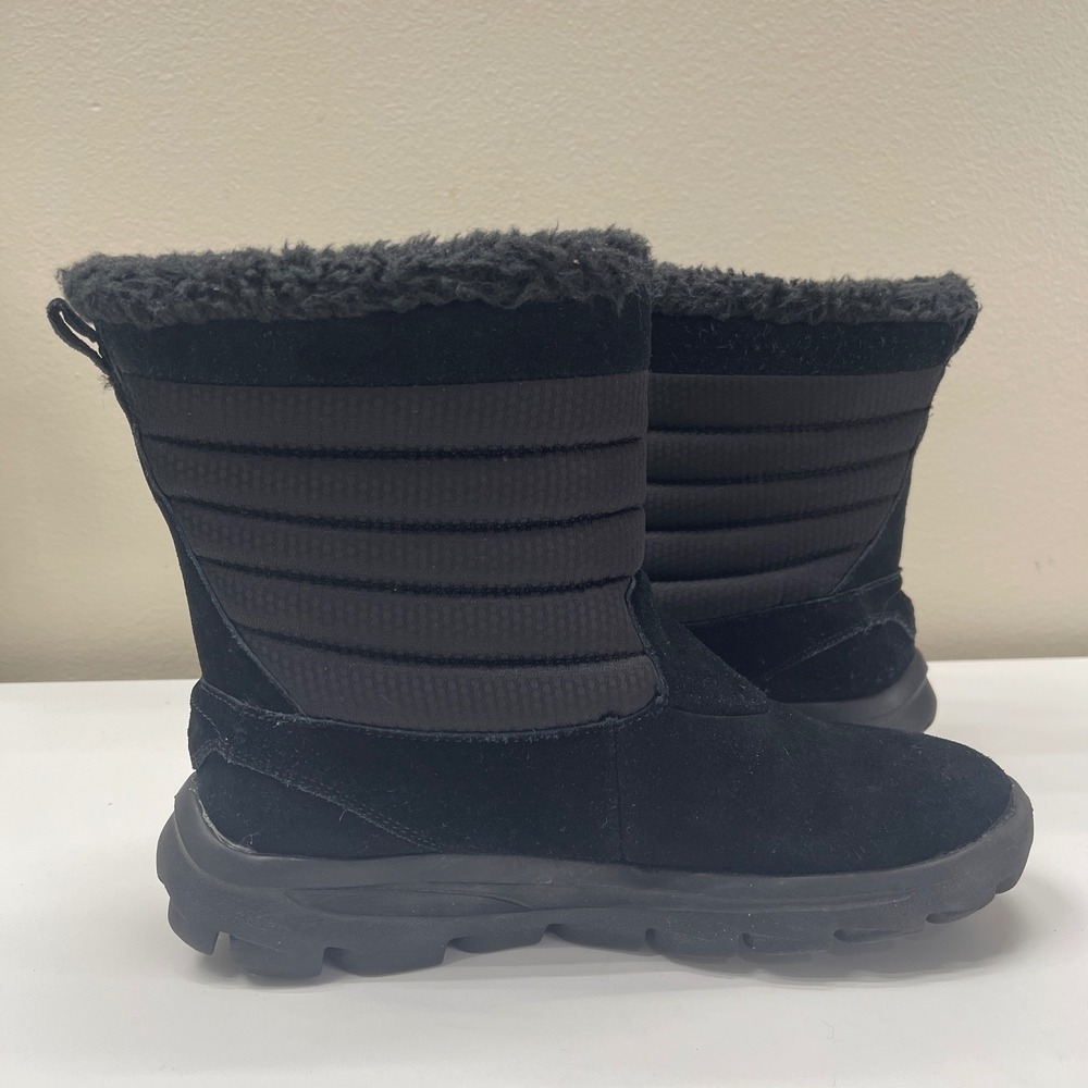 Skechers GoWalk Move Boots Womens 6.5 Black Suede Pull On Faux Fur Chugga 13695 - Picture 5 of 9